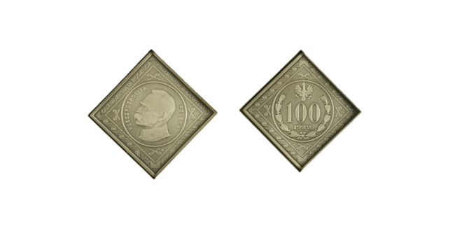 Srebrzysto-złota pamiątkowa plakieta w kształcie rombu, upamiętniająca 80. rocznicę przewrotu majowego (1926–2006). W jej centralnej części znajduje się wypukły profil Józefa Piłsudskiego z napisem „RZECZPOSPOLITA POLSKA”. Usytuowana na zielonym tle.