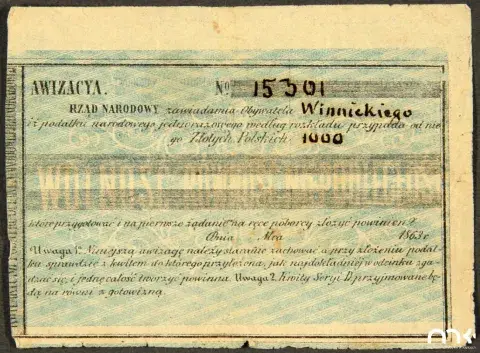Skan starego, żółtawo-zielonego dokumentu z drukiem i odręcznymi podpisami.