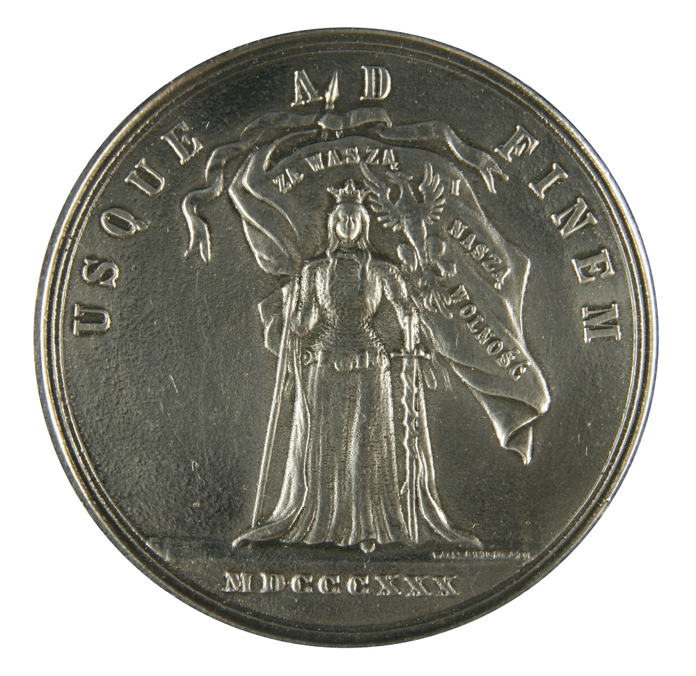 Fot. Medal z okazji 50. rocznicy powstania listopadowego, Artur Malinowski, cynk, bicie stemplem, Niemcy, Monachium, 1880