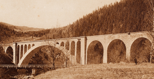 Fot. Pocztówka: Jaremcze. Most kolejowy, Zakład Fotograficzny L. i M. Haller, wydawca Aba Haller, Księgarnia w Nadwórnej, Polska, Nadwórna, 1918-1939